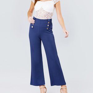INDIGO NAVY FRONT BUTTON SAILOR KNIT PANTS